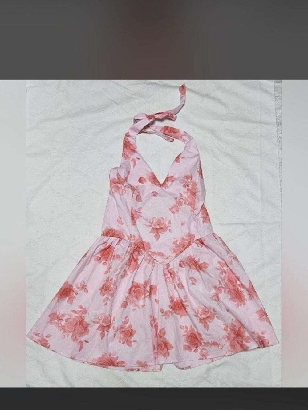 NWOT Wild Fable rose color floral halter mini dress small - Picture 2 of 5